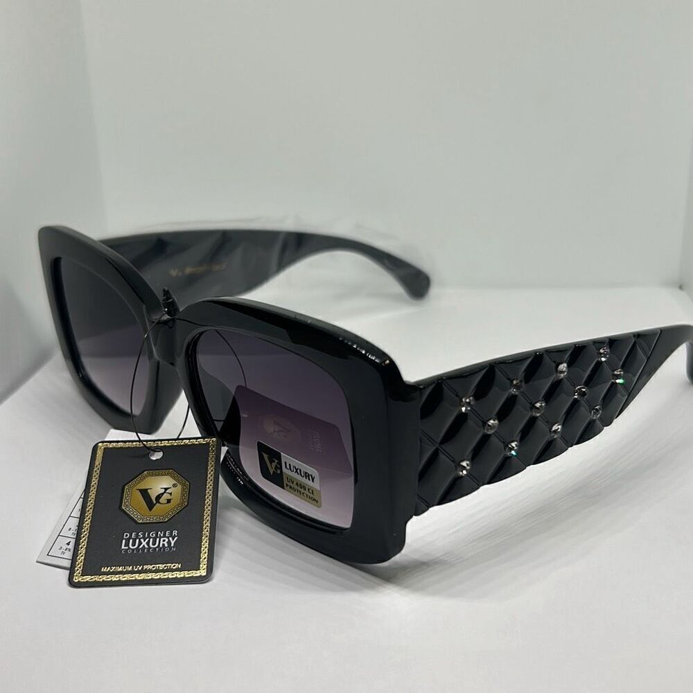 VG Women’s Quilted Pattern Rhinestone Sunglasses